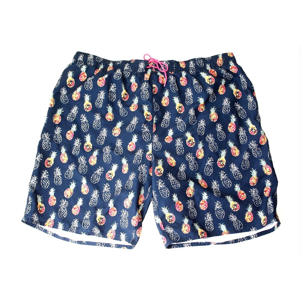 ISLAND PASSPORT Mens Swimming Trunks Board Shorts 2X Blue White Pineapples #03